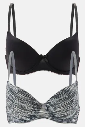 2 Of A Kind 2 Pack Bras - Black/Grey