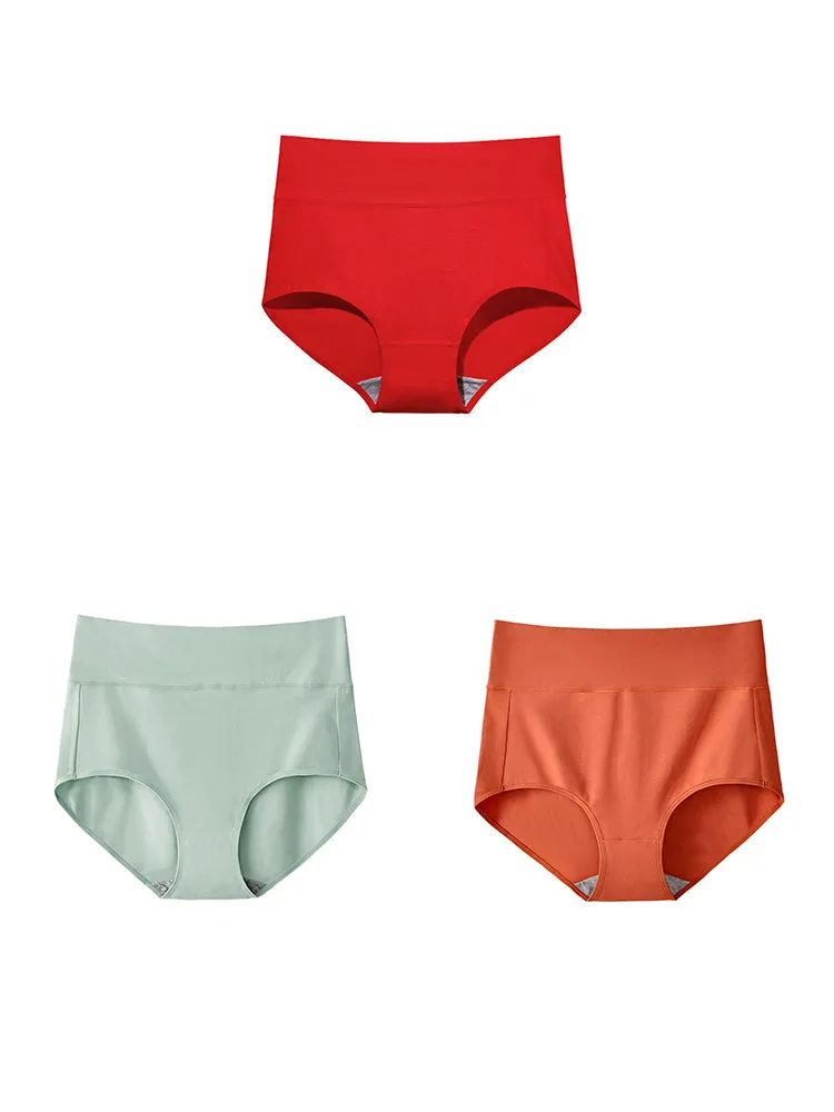 3-Pack Plus Size Breathable Cotton High-Cut Underwears