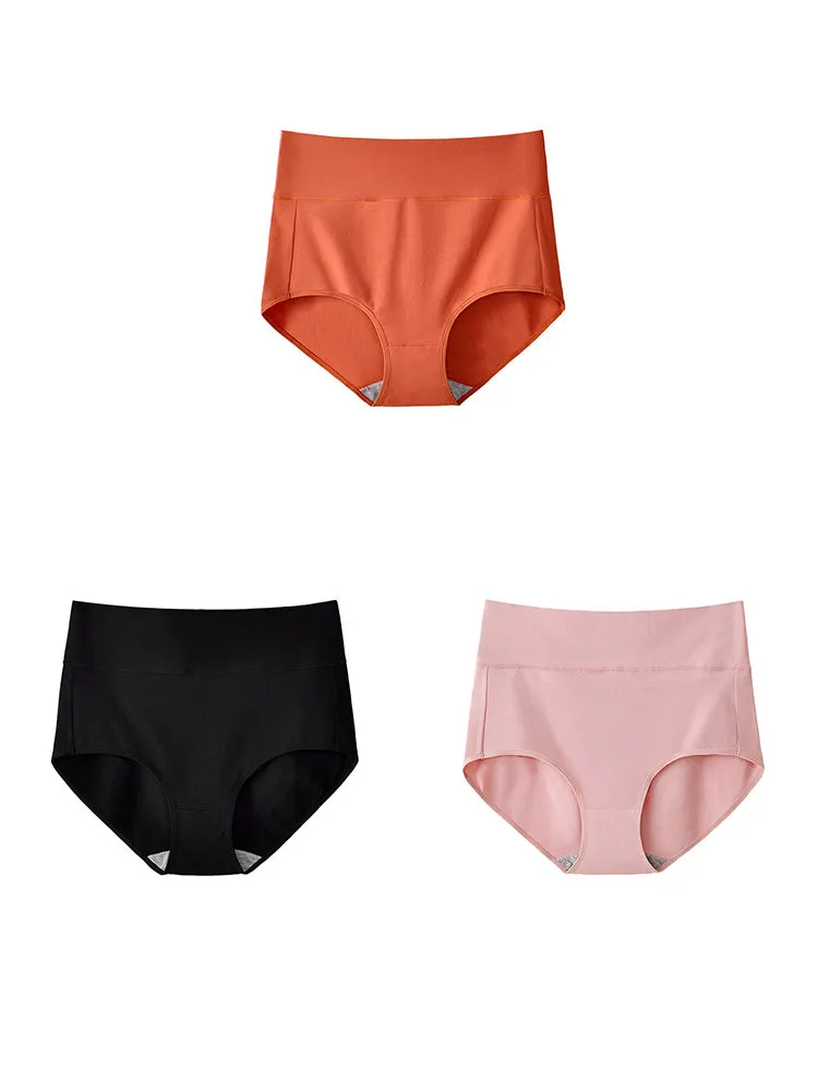 3-Pack Plus Size Breathable Cotton High-Cut Underwears