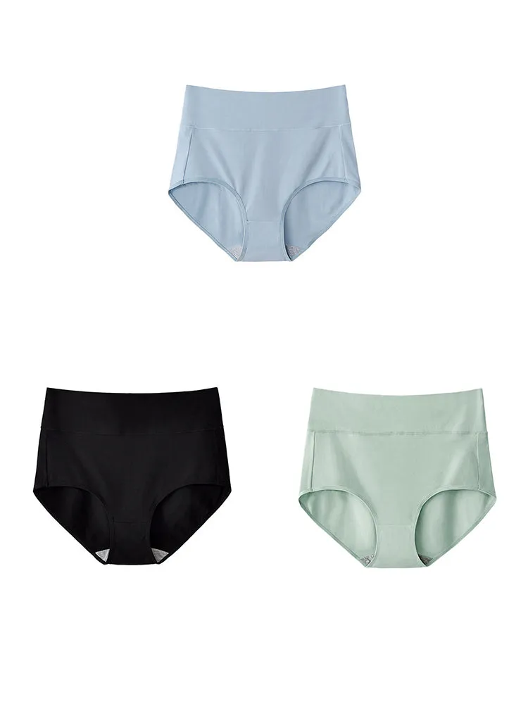 3-Pack Plus Size Breathable Cotton High-Cut Underwears