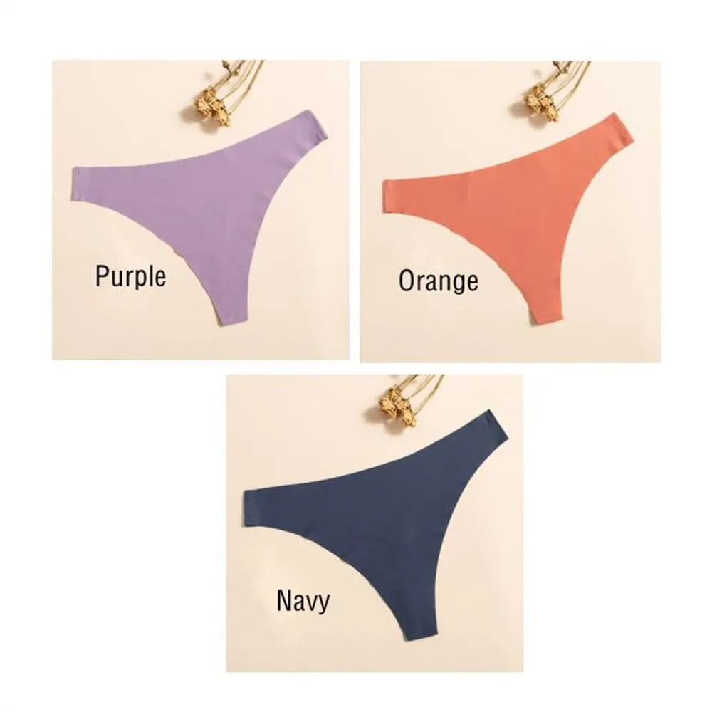 3 Pack Ultra-thin Ladies Panties G String Thong Briefs Seamless Solid Color Underwear Panties