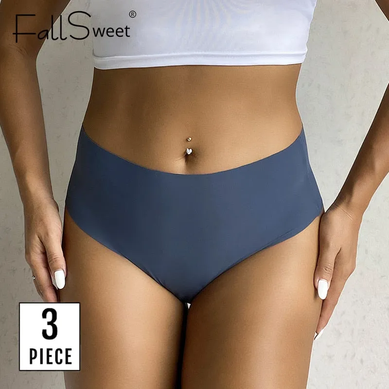 3 Pcs High Waist Thongs Panties Women Ultra Thin Soft Brief Seamless Underwear lingerie ropa interior femenina