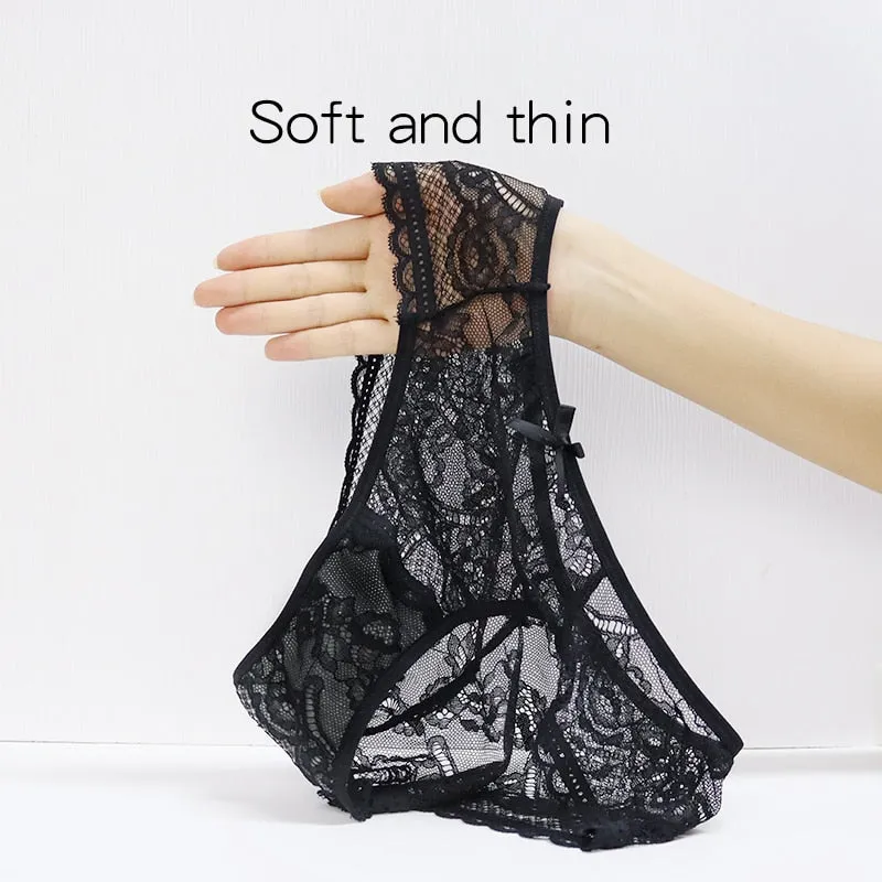 3 Pcs / lot ! Lace Panties Women Sexy Lingerie Transparent Briefs Ultra Thin Soft Underwear S to XXL