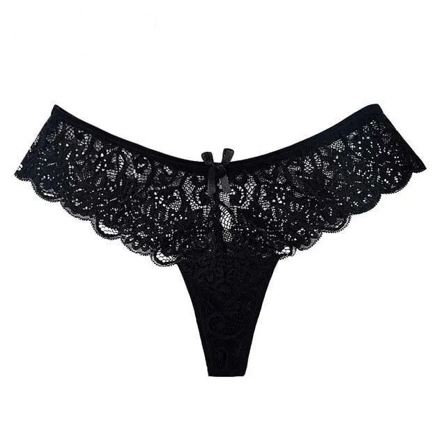 3Pcs/Pack Women's Sexy Underwear Ultra Thin Lace Thongs Knickers