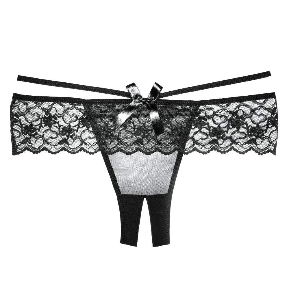 Allure Adore Angel Strappy Crotchless Lace & Mesh Panties