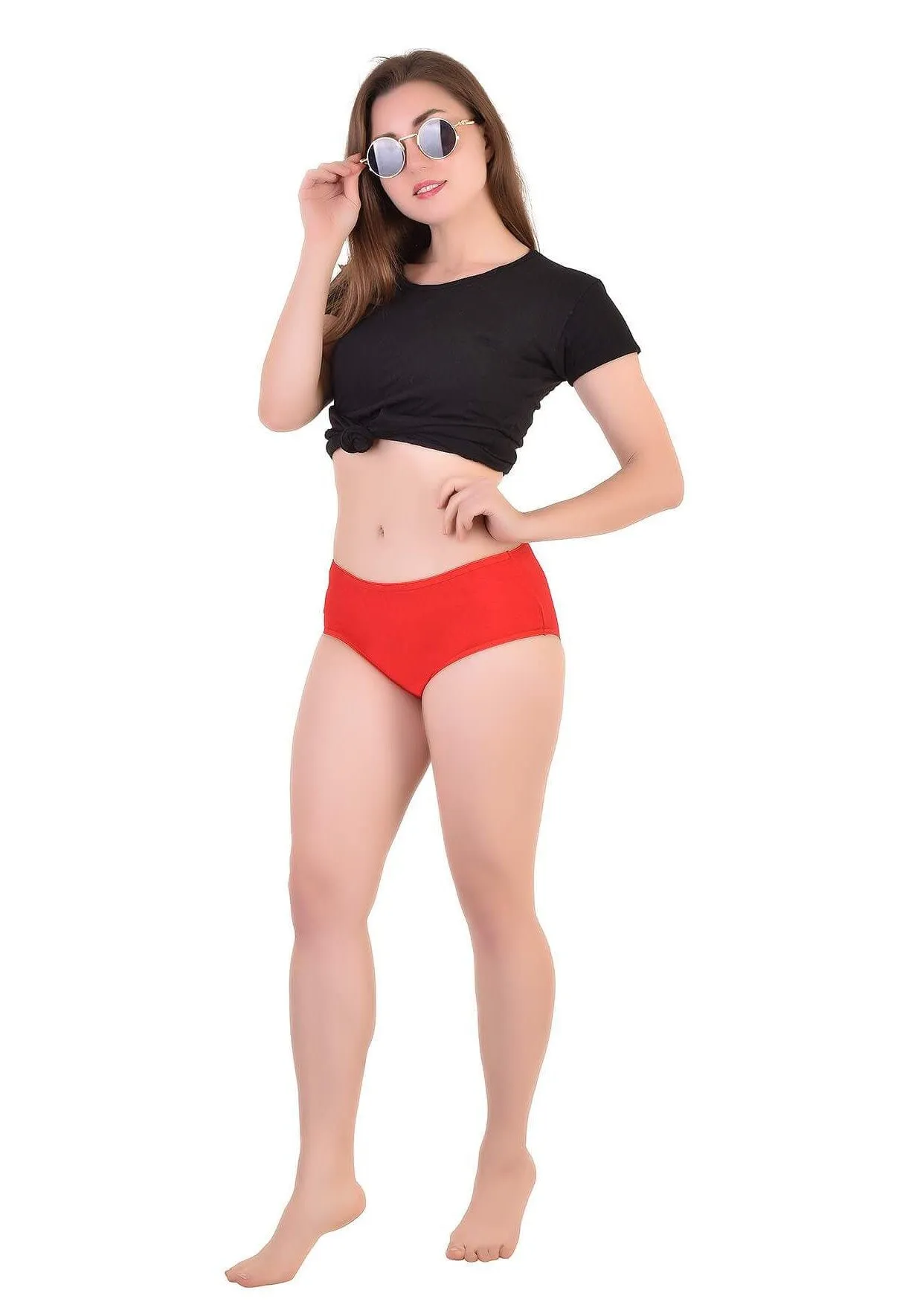 Bamboology Trends Bamboo Fabric Women's Mid Rise Panty | Red and Black | Pack of 2