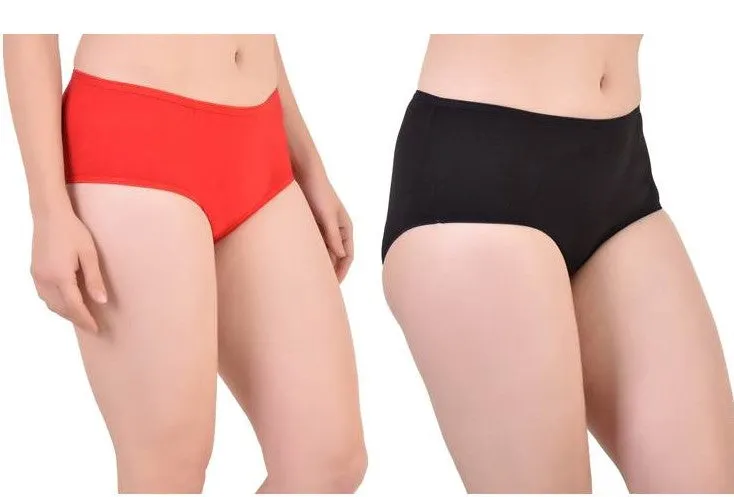 Bamboology Trends Bamboo Fabric Women's Mid Rise Panty | Red and Black | Pack of 2