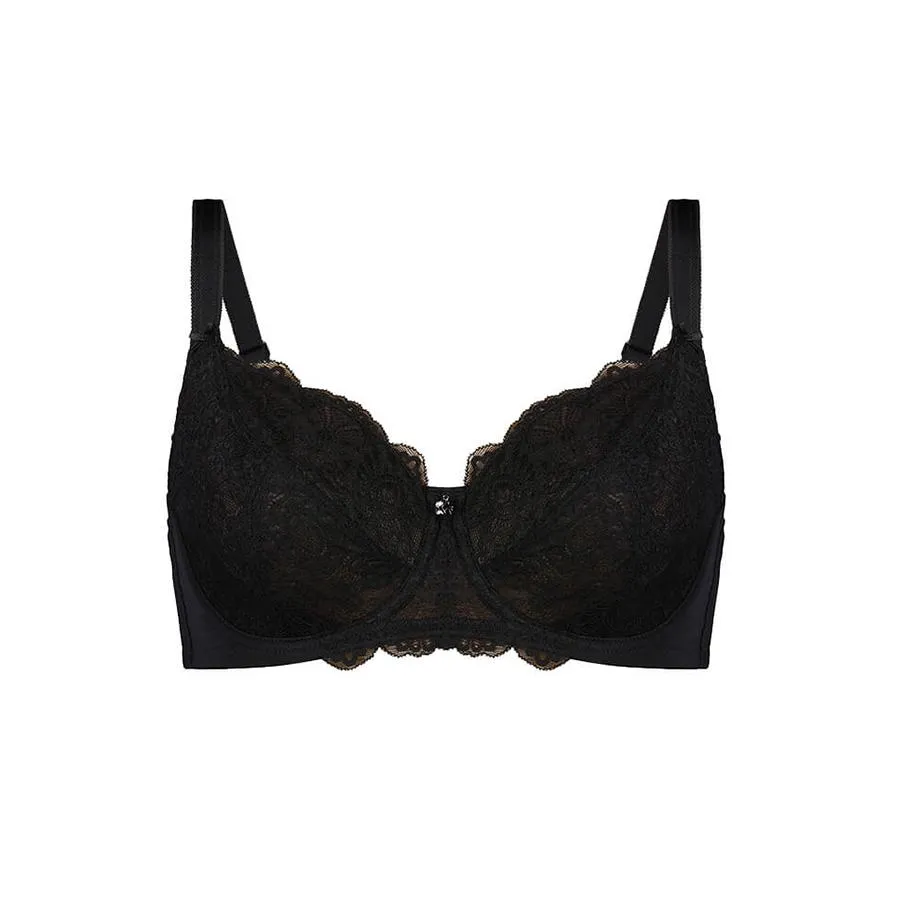 Baroque Lace Full Cup Bra  - Black