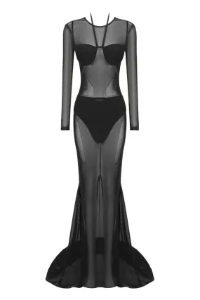 BLACK MESH GOWN