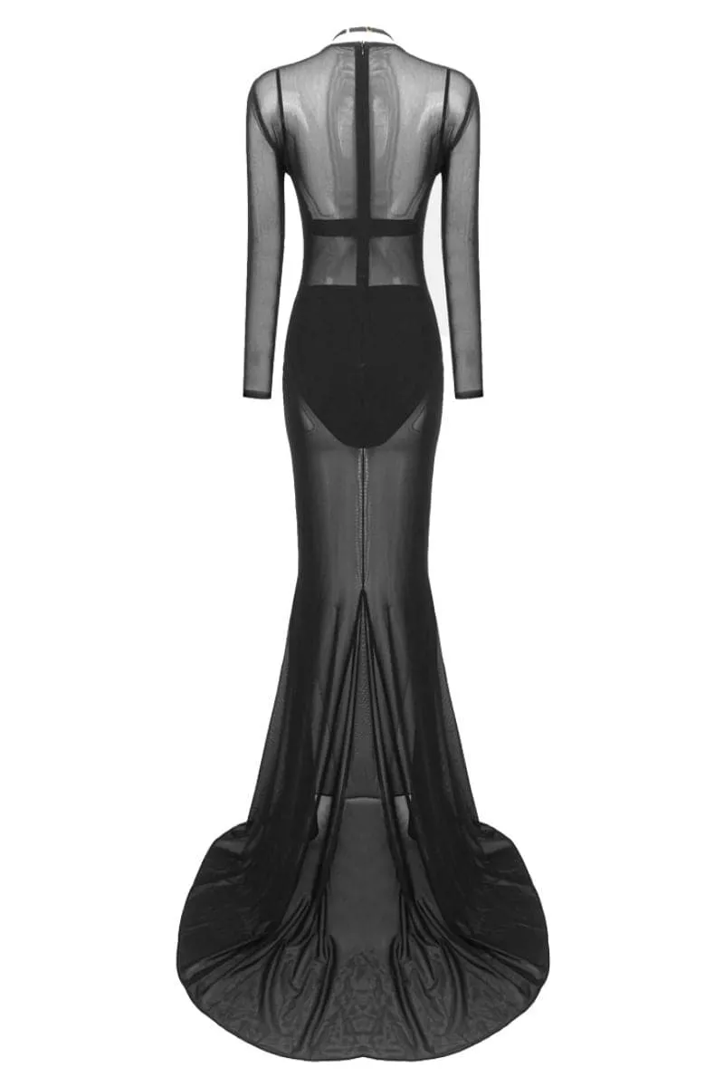 BLACK MESH GOWN