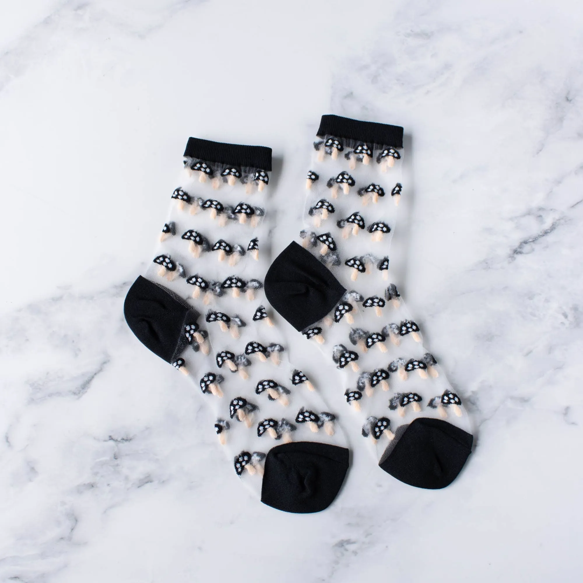 Black Mushroom Mesh Socks