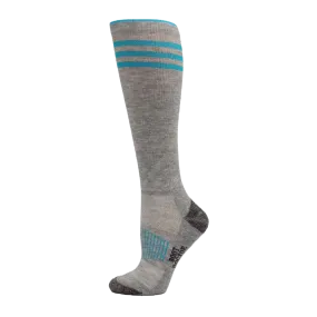 Boot Doctor Women's Half Cushion Grey W/ Blue Tall Boot Socks - 2 Pair