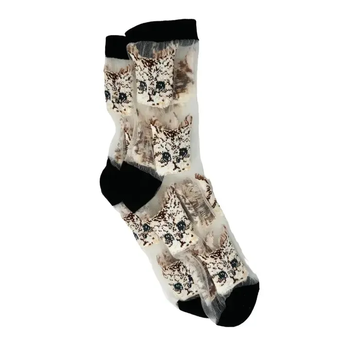 Cat Mesh Socks - Black