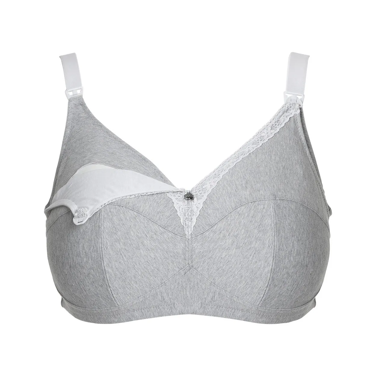 Cotton Maternity Bra - Premium Support - Grey Marl