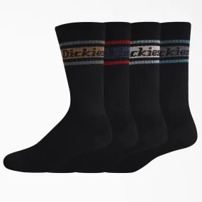 Dickies 4-Pack Skate Rugby Strip Socks - Black (BK)