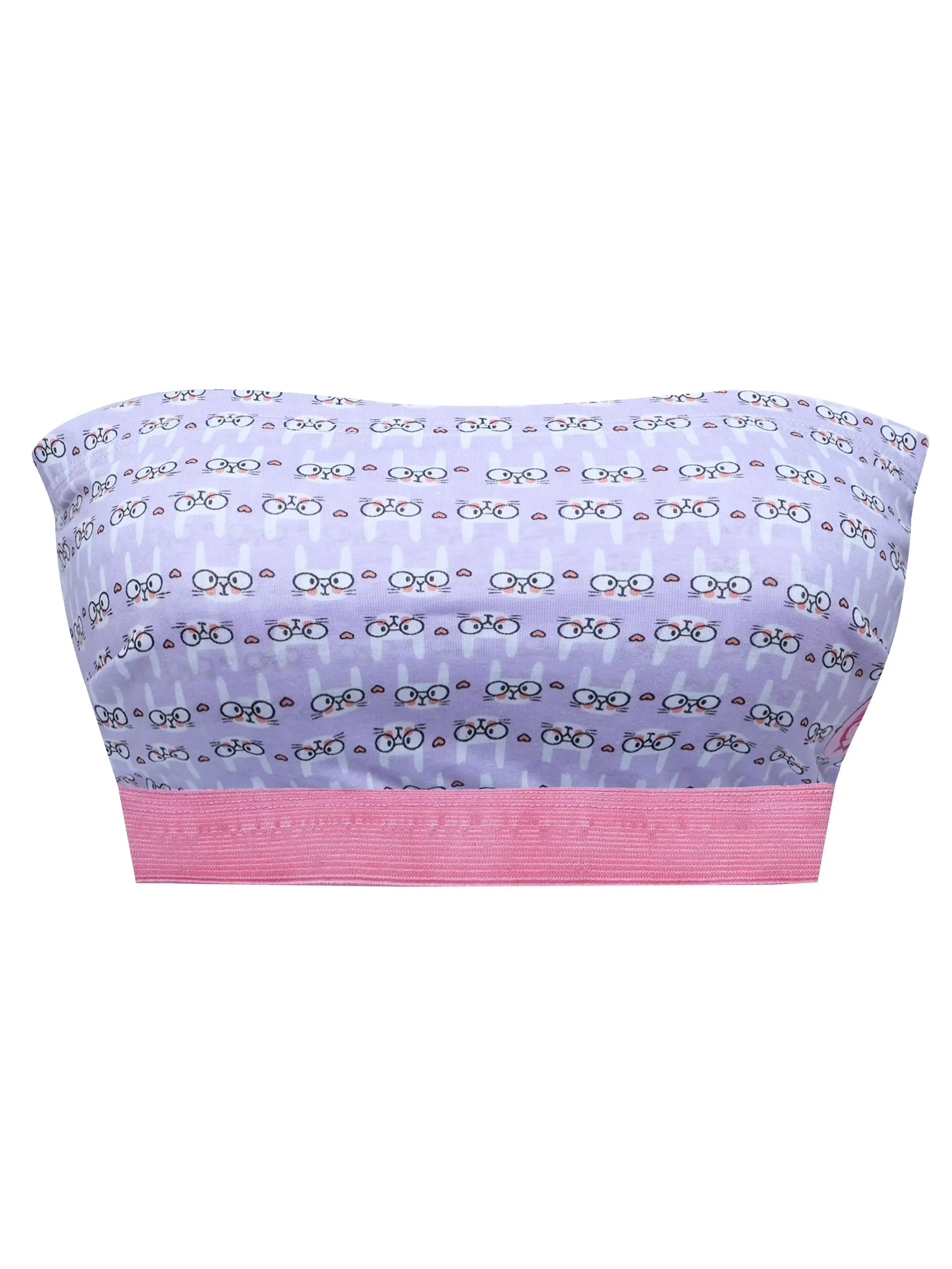 Double-Layer Cotton Tube Bra | Non-Padded Tube Top | Bunny Print Bra