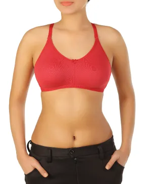 DOUBLE LAYERED NON-PADDED NON-WIRED MULTIWAY COTTON BRA-CHERRY