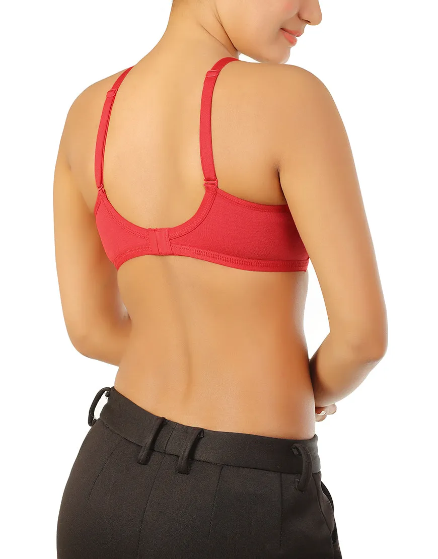 DOUBLE LAYERED NON-PADDED NON-WIRED MULTIWAY COTTON BRA-CHERRY