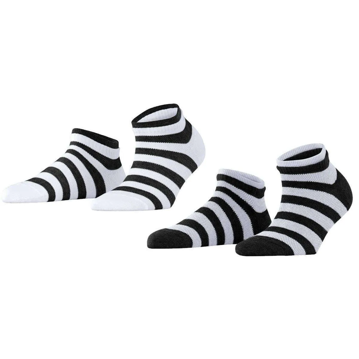 Esprit Mesh Stripe 2 Pack Sneaker Socks - White