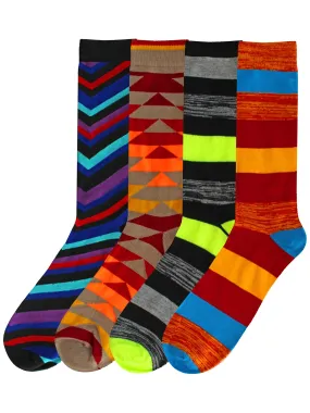 Funky Sock Game Crazy Combo Novelty 4-Pack Mens Dress Socks