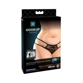 Hookup Crotchless Pleasure Pearls Black Fits Size Xl-xxl