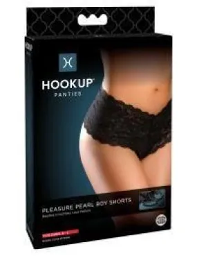 Hookup Panties Pleasure Pearl Boy Shorts - Fits Size S-L Black