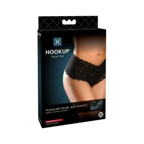 Hookup Pleasure Pearl Boy Shorts Black Fits Size S-l