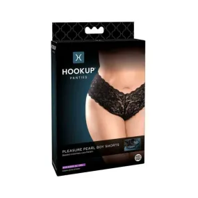 Hookup Pleasure Pearl Boy Shorts Black Fits Size Xl-xxl