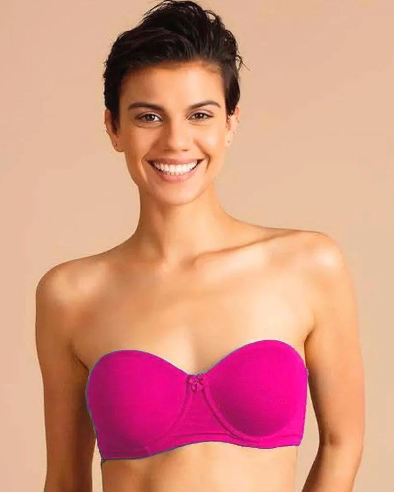 Hot Pink Pushup Bra - Massage Form Bra with Removable Straps - Underwired Single Padded Bra