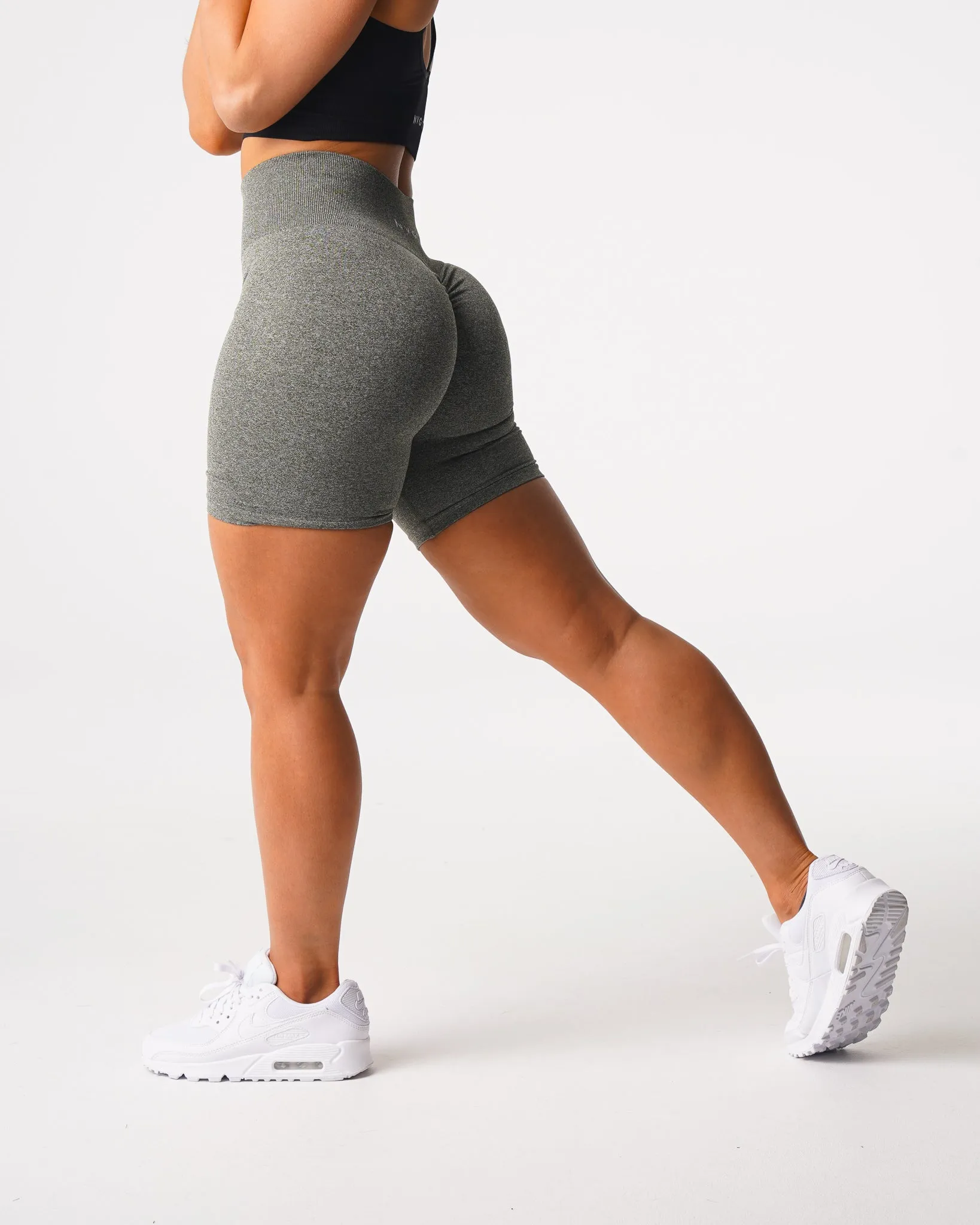 Khaki Green Scrunch Seamless Shorts