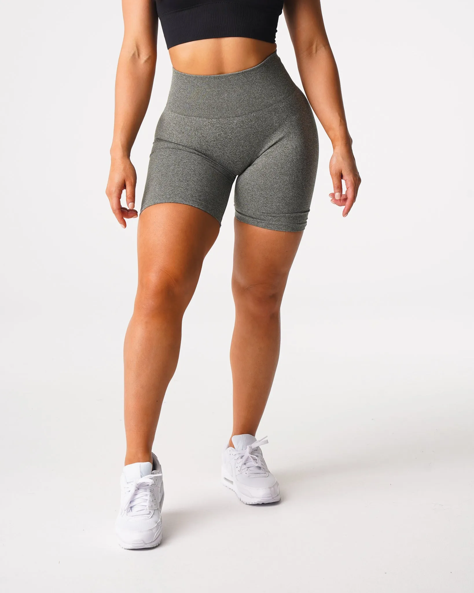 Khaki Green Scrunch Seamless Shorts