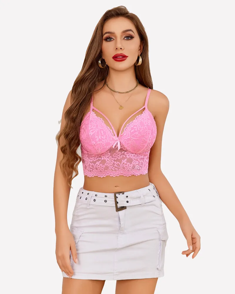 Lace Bralette Adjustable Strap Crop Top