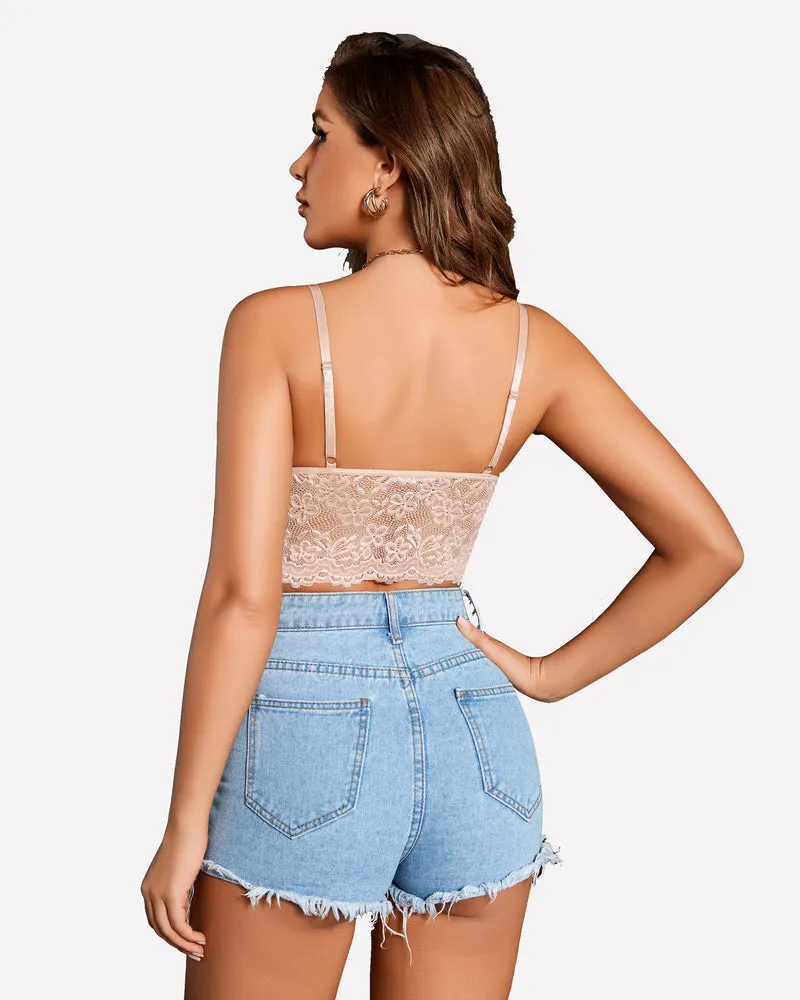 Lace Bralette Adjustable Strap Crop Top