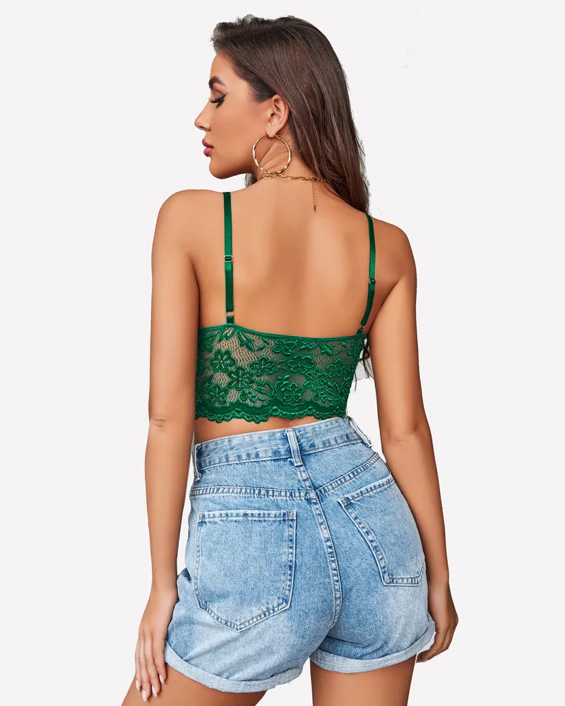 Lace Bralette Adjustable Strap Crop Top