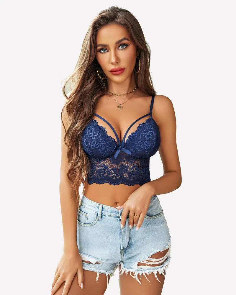 Lace Bralette Adjustable Strap Crop Top