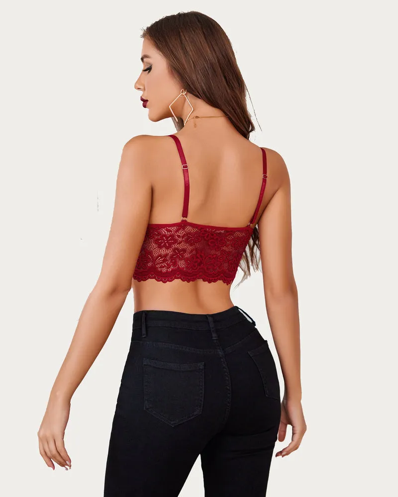 Lace Bralette Adjustable Strap Crop Top