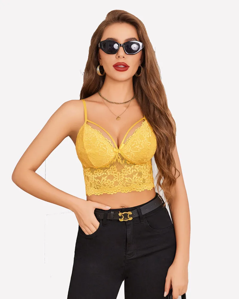 Lace Bralette Adjustable Strap Crop Top