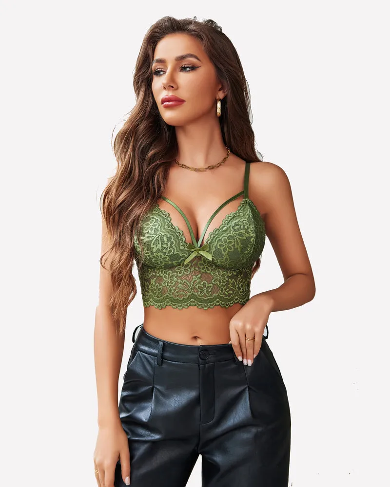 Lace Bralette Adjustable Strap Crop Top