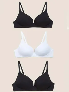 M&S Ladies N/W Padded 3 Pack Plunge Bra T33/3275