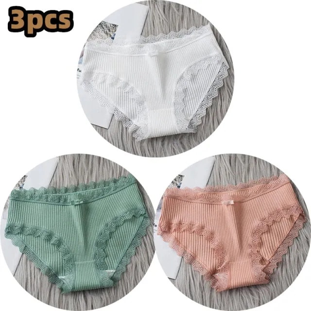 Middle Waist  3Pcs Cotton Under wear