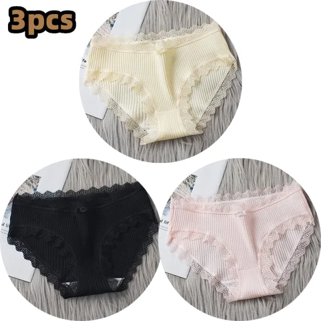 Middle Waist  3Pcs Cotton Under wear