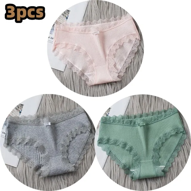 Middle Waist  3Pcs Cotton Under wear