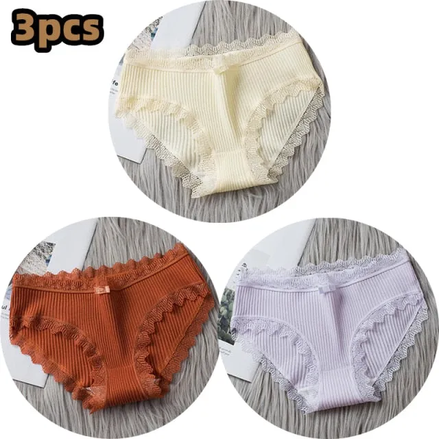 Middle Waist  3Pcs Cotton Under wear