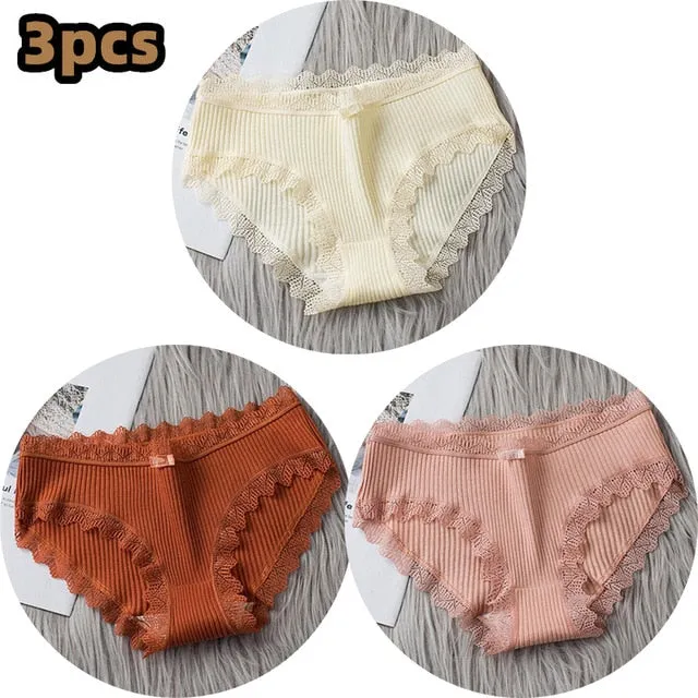 Middle Waist  3Pcs Cotton Under wear