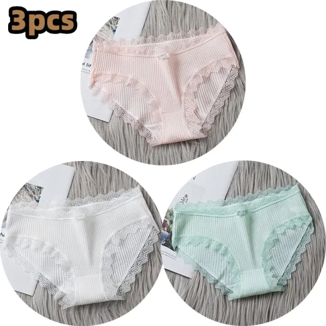 Middle Waist  3Pcs Cotton Under wear