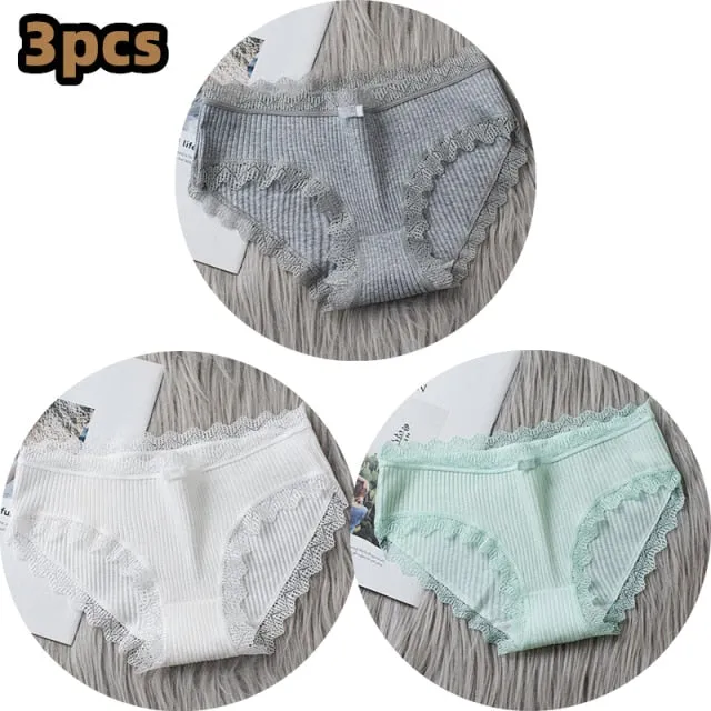 Middle Waist  3Pcs Cotton Under wear