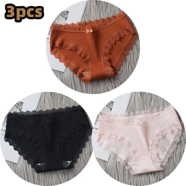 Middle Waist  3Pcs Cotton Under wear