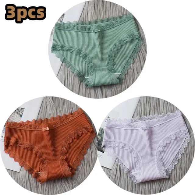 Middle Waist  3Pcs Cotton Under wear