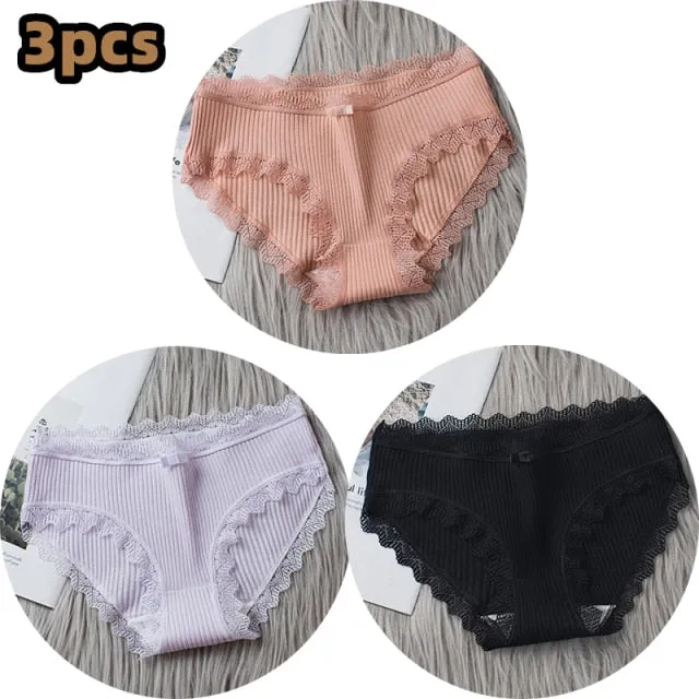 Middle Waist  3Pcs Cotton Under wear