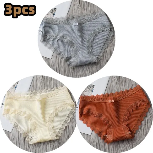 Middle Waist  3Pcs Cotton Under wear